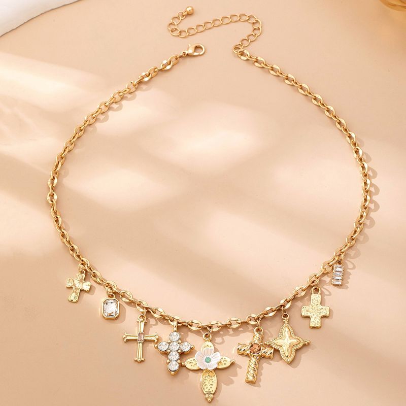 Charm Necklace - Multi-Cross Crystal Charm
