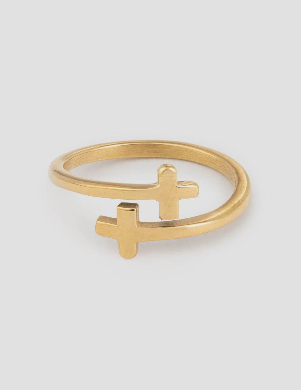 Gold Wrapped Cross Ring, Size: 6