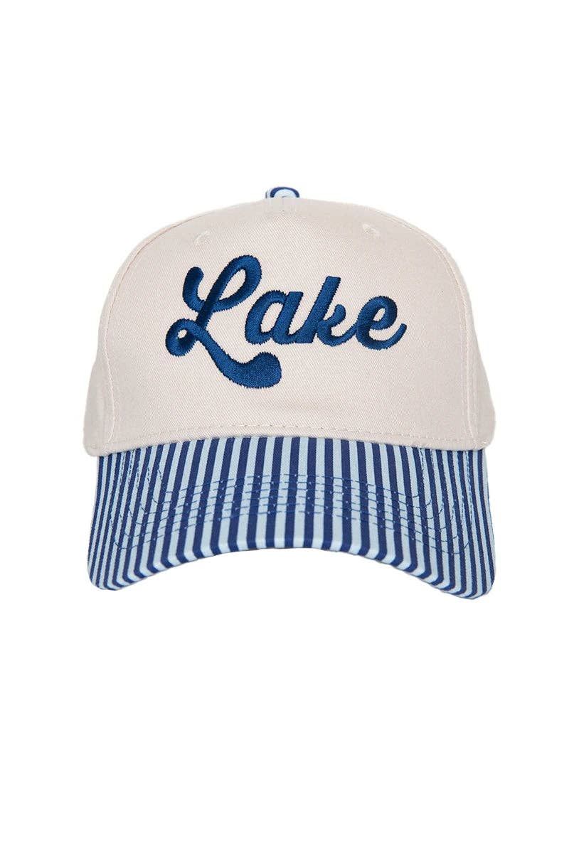 Lake Vintage Trucker Cap, Color: Light Blue and Navy Stripe