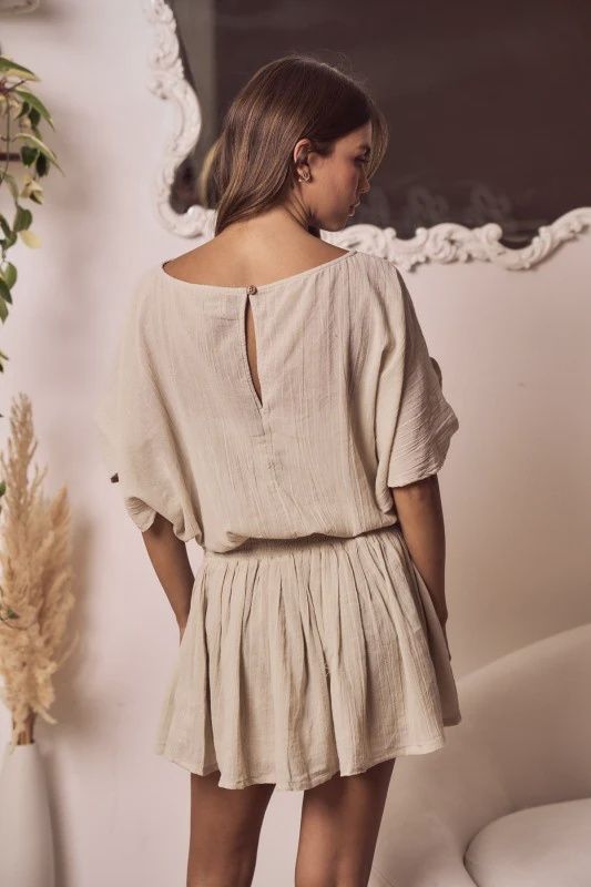 Ruched Midline Flutter Dress