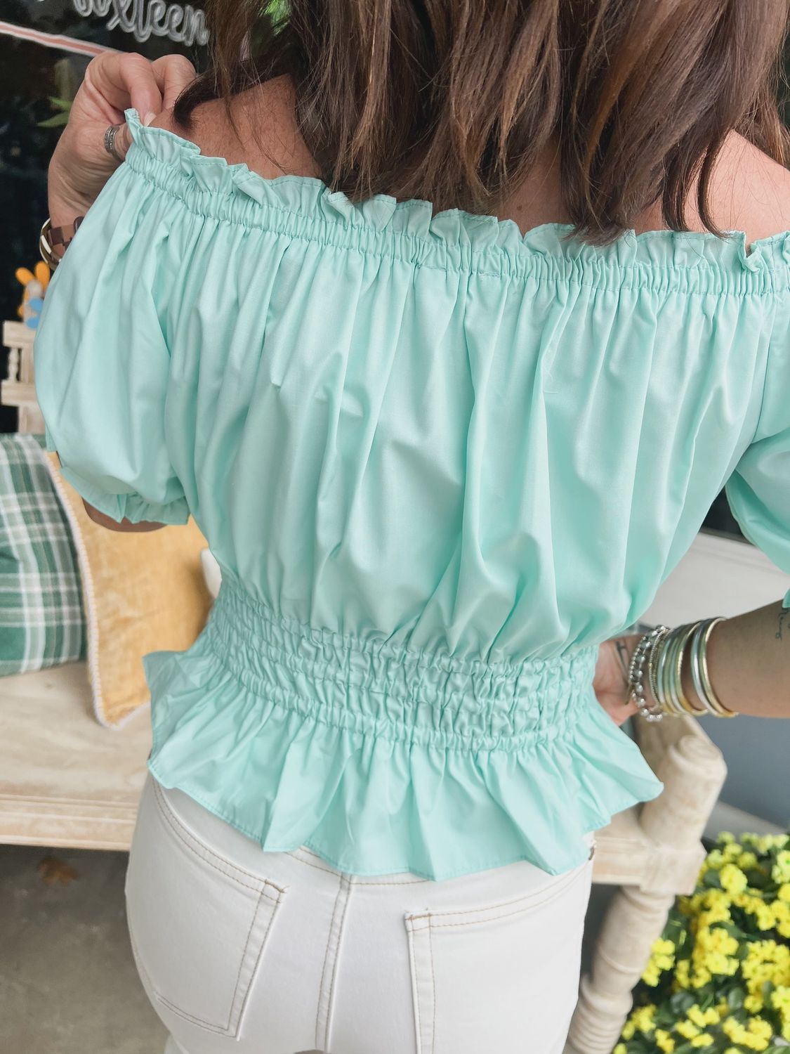 Mint Peplum Top