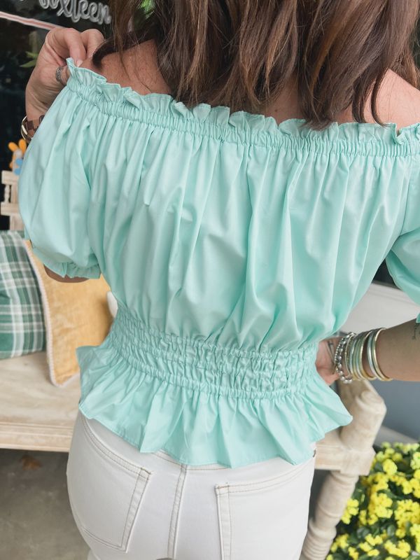Mint Peplum Top