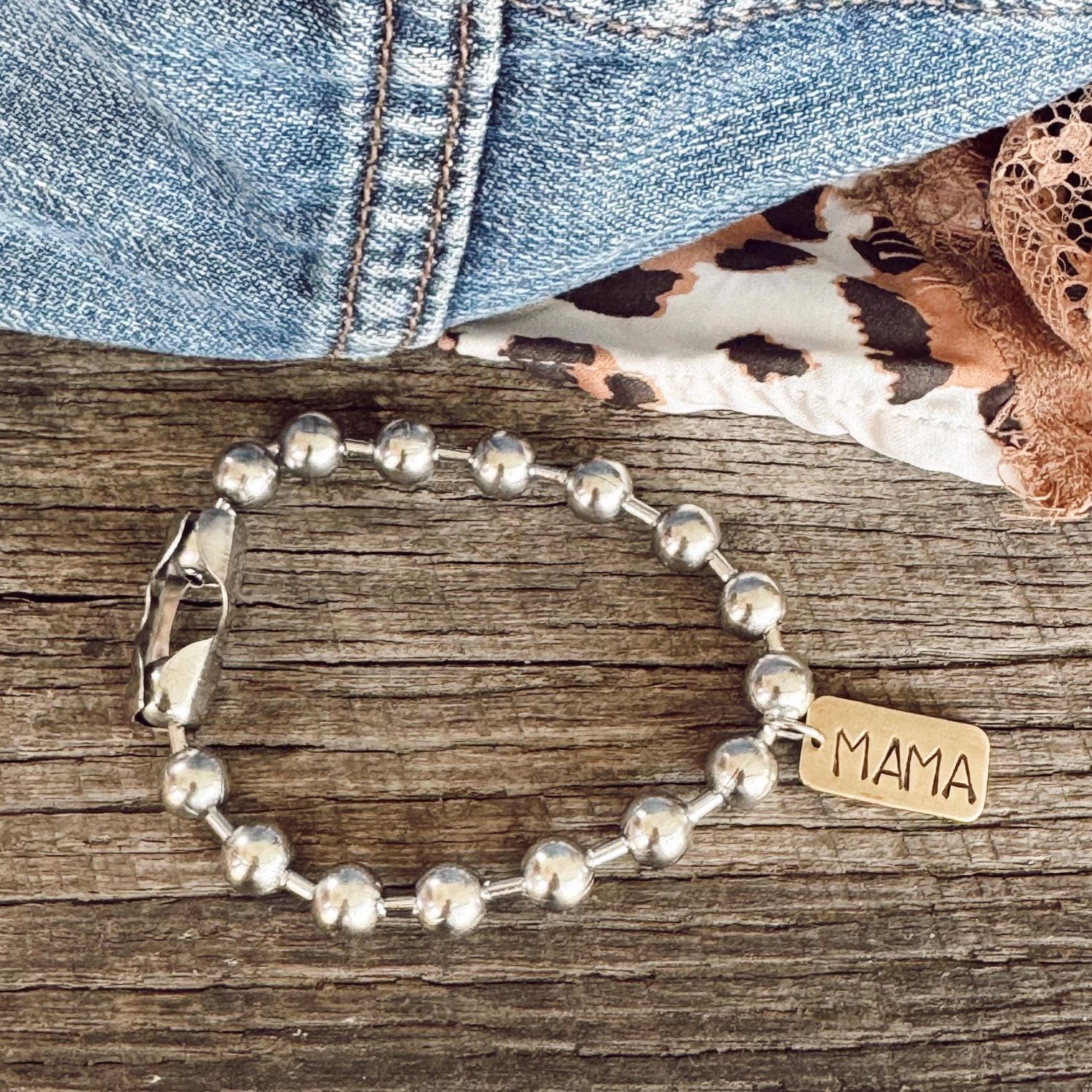 Hand Stamped Mama Tag Bracelet, Bracelet Length: 7