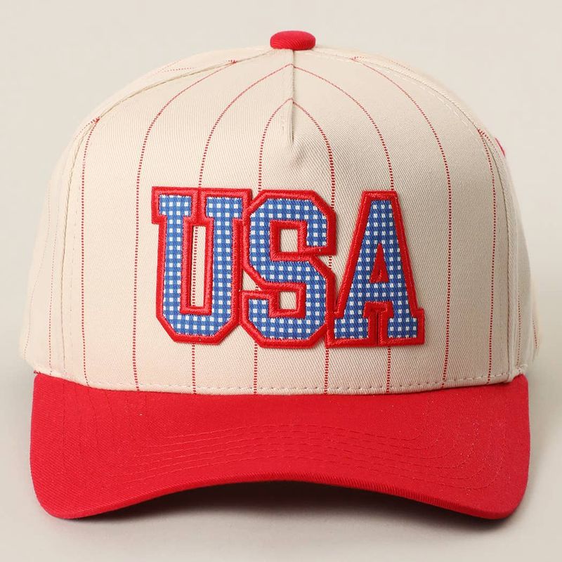 USA Gingham Letter Patch Trucker Hat