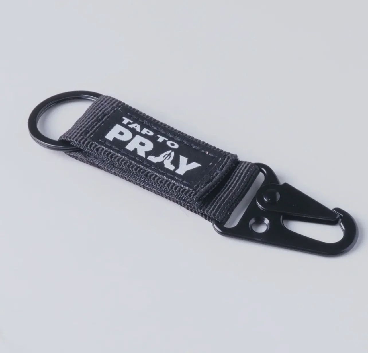 Tap To Pray Carabiner Keychain, Color: Black