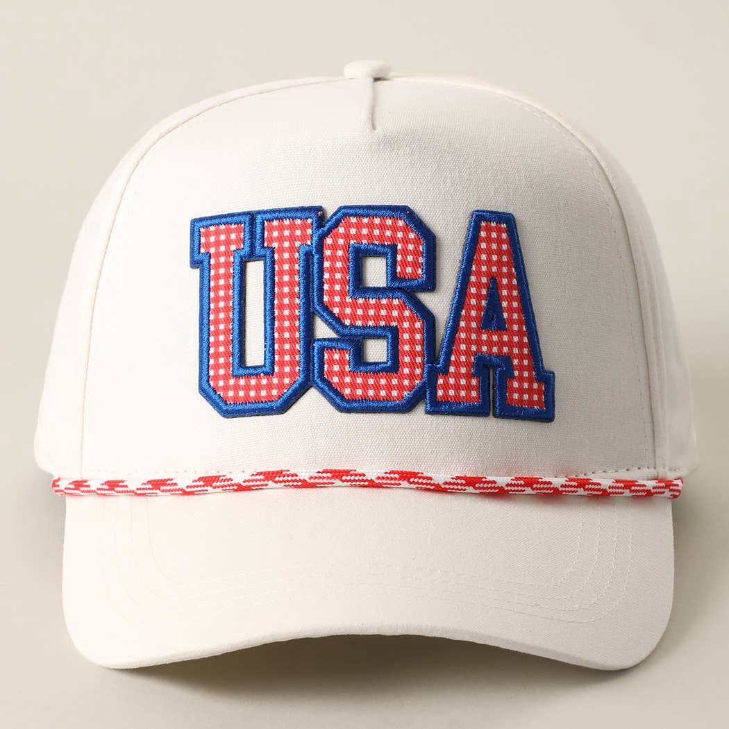 USA Patch Rope Trucker Hat, Color: Red