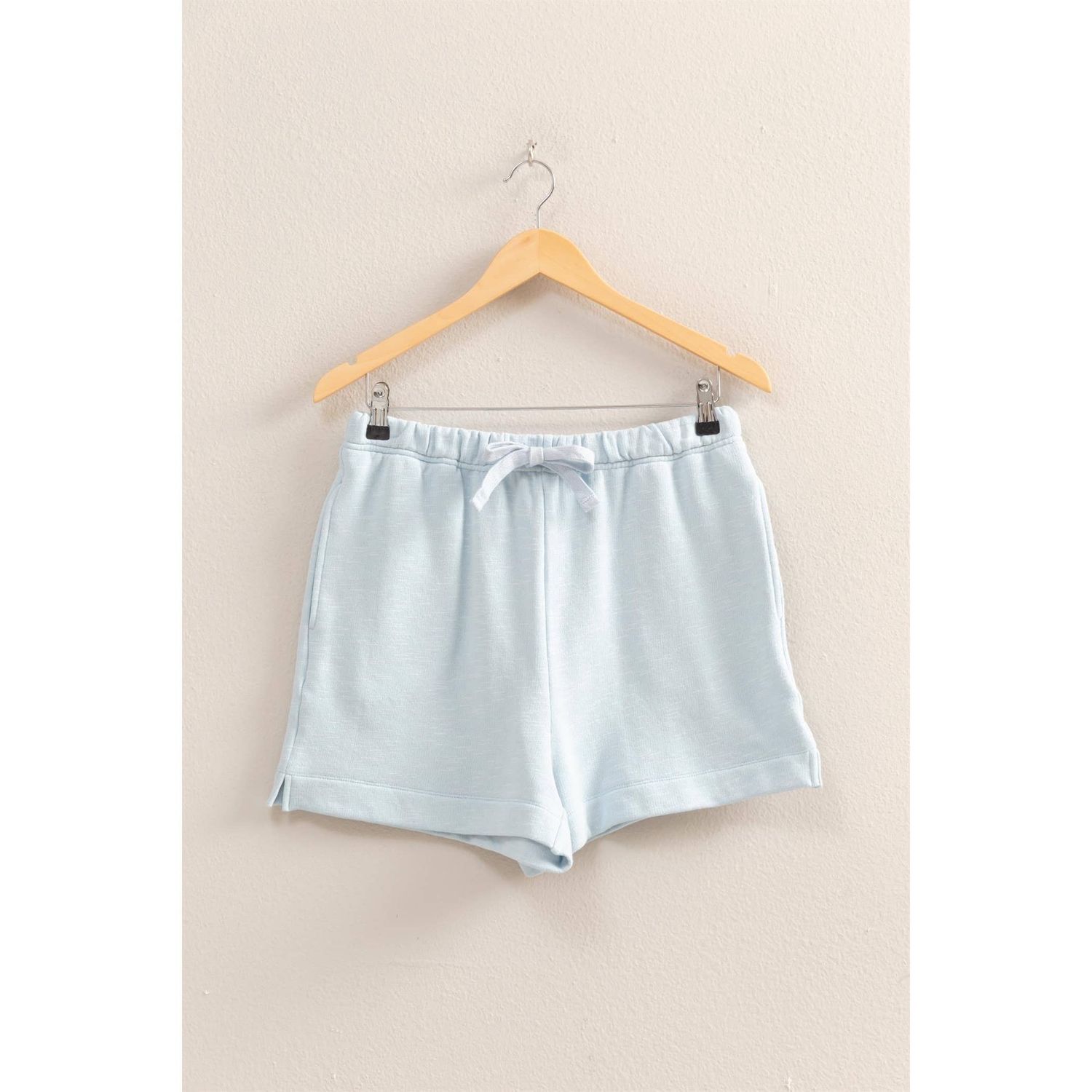 Elasticized Waist Flowy Shorts, Color: ICE BLUE, Size: S