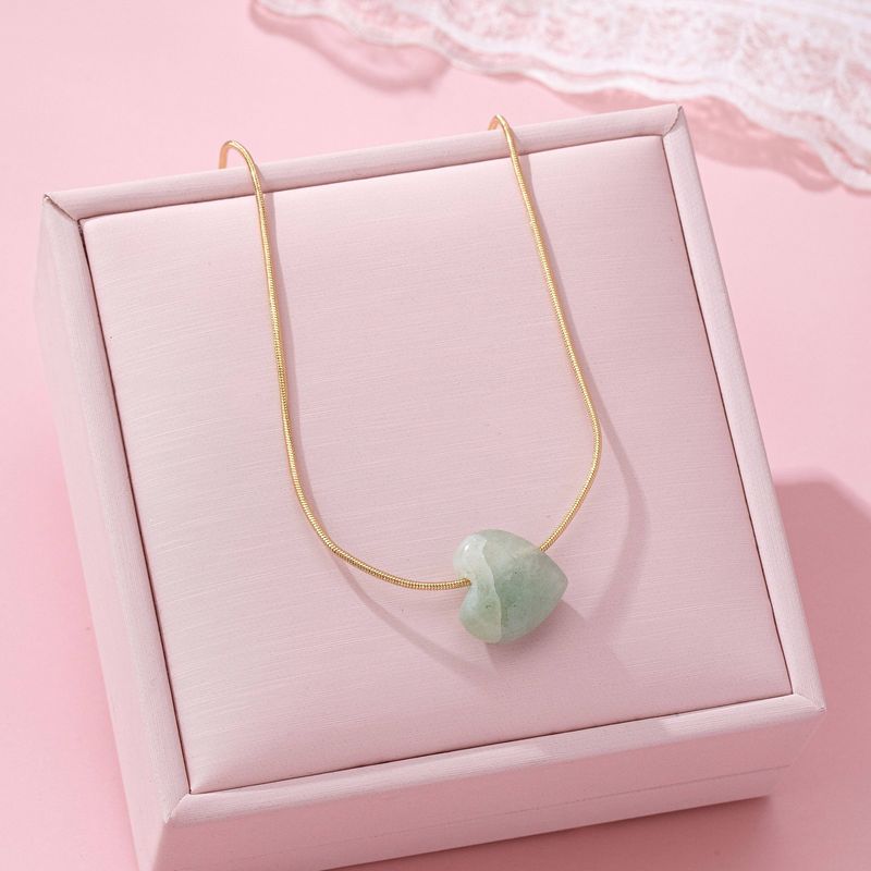 NATURAL STONE SEMI PRECIOUS HEART NECKLACE