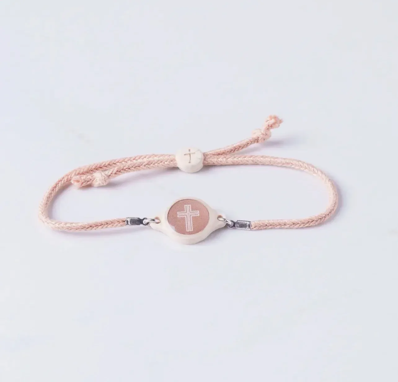 Tap To Pray Braided Survivor Series Bracelet, Color: Mocha &amp; Cross