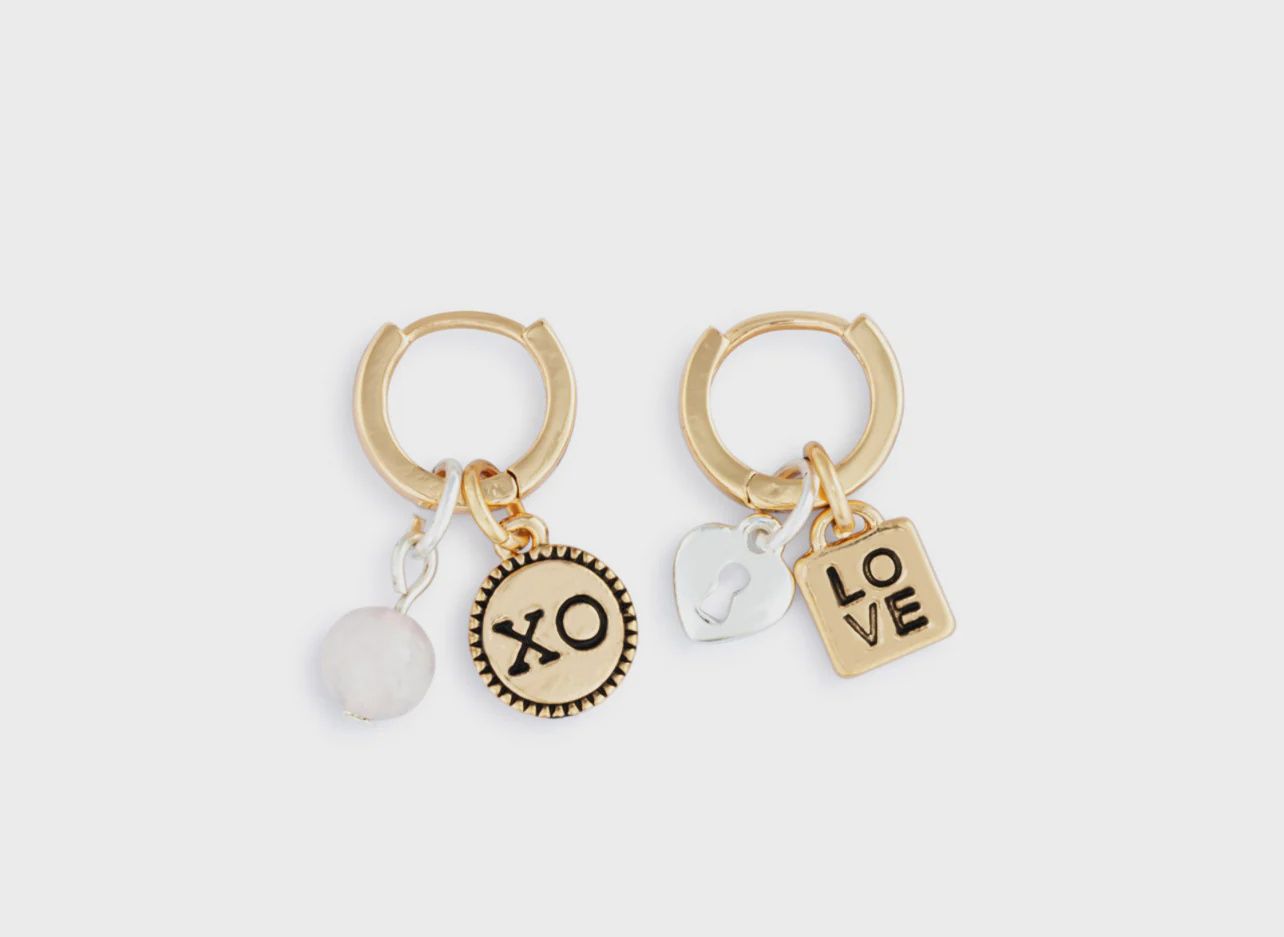 Love Charm Earring Set, Color: Gold