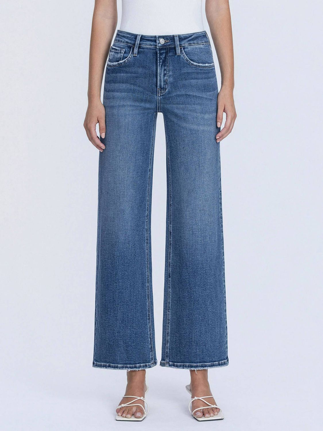 CHARM HIGH RISE DARK WASH ANKLE WIDE JEANS, Color: CHARM, Size: 0/24