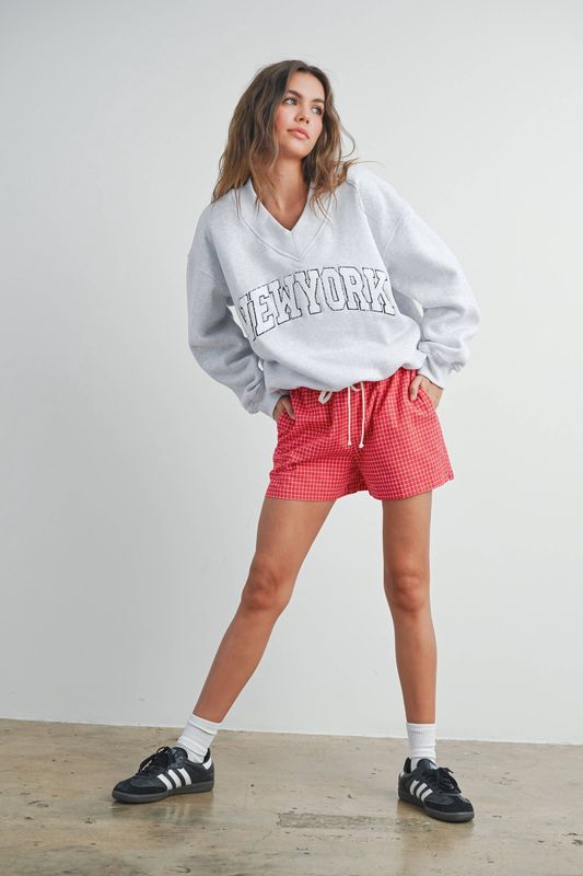 Elastic Drawstring Check Boxer Shorts