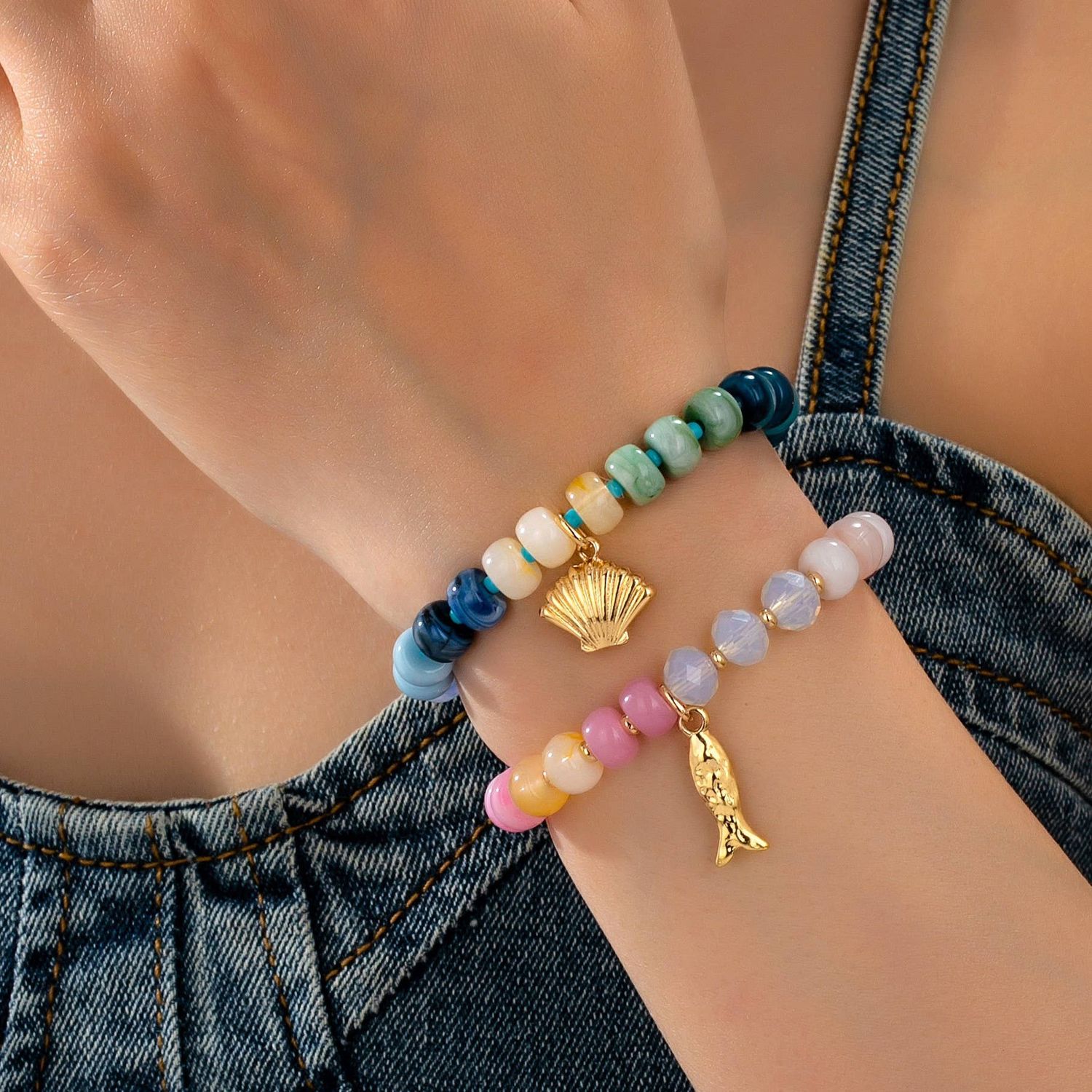 Nautical Multi-Color Beaded Bracelet Set, Color: Set