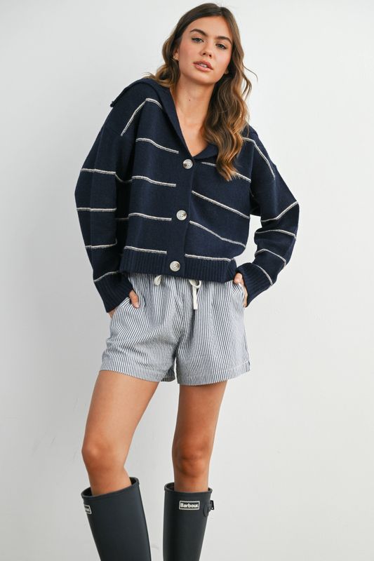Casual Striped Drawstring Shorts - BMP7940
