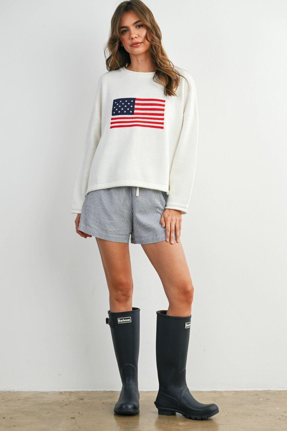 Casual Striped Drawstring Shorts - BMP7940, Color: NAVY MULTI, Size: M
