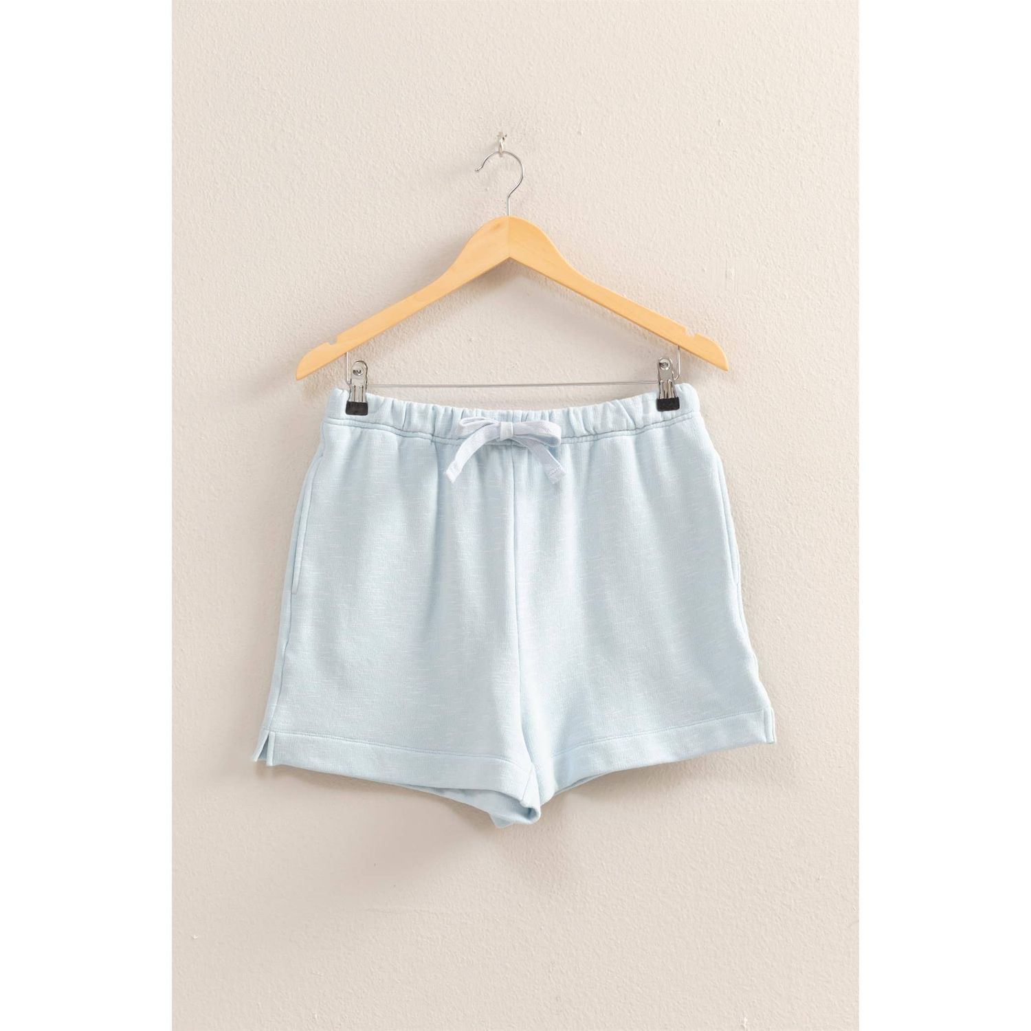 Elastic Waist Flowy Shorts, Color: Ice Blue, Size: S