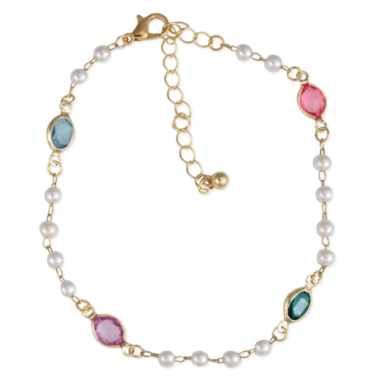 Ocean Treasure Pearl &amp; Jewel Anklet
