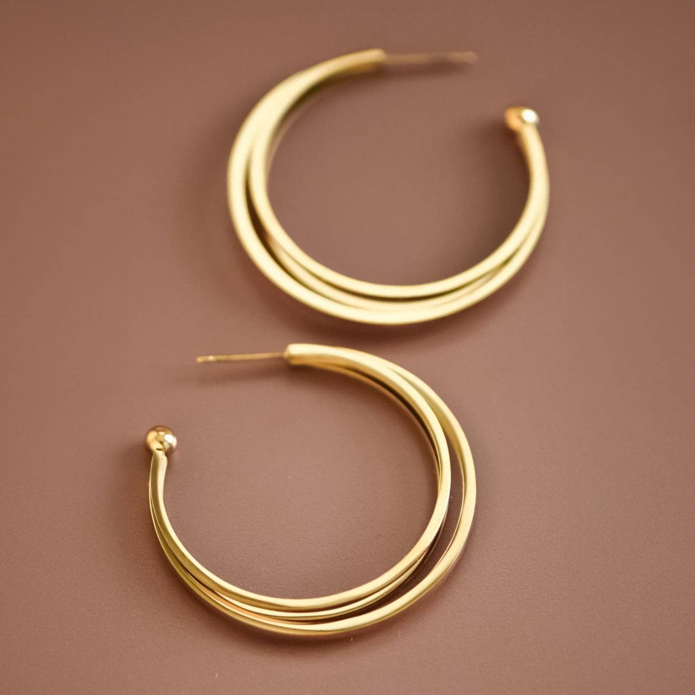 Gold Triple 3/4 Hoop Earring