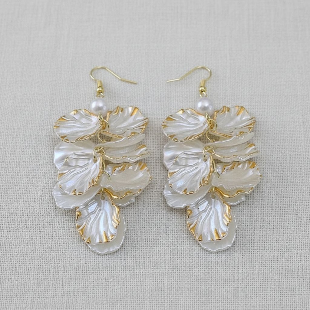 Shell Flower Long Tassel Earrings