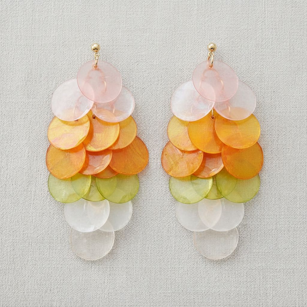 Oceanic Shell Geometric Tassel Earrings