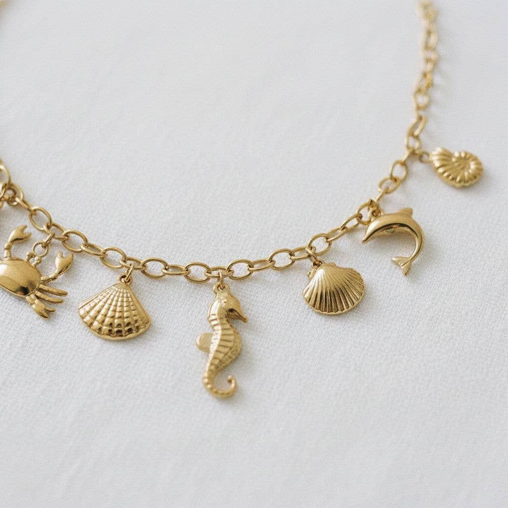 Coastal-Inspired Turtle and Shell Pendant Necklace