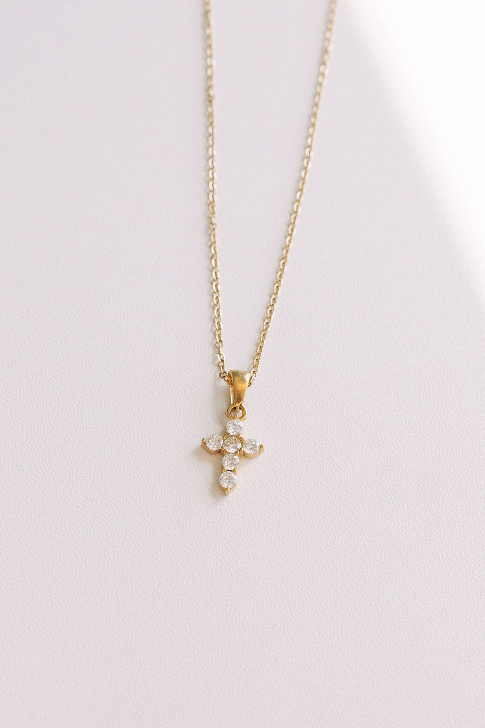 Leah Dainty Crystal Cross Necklace