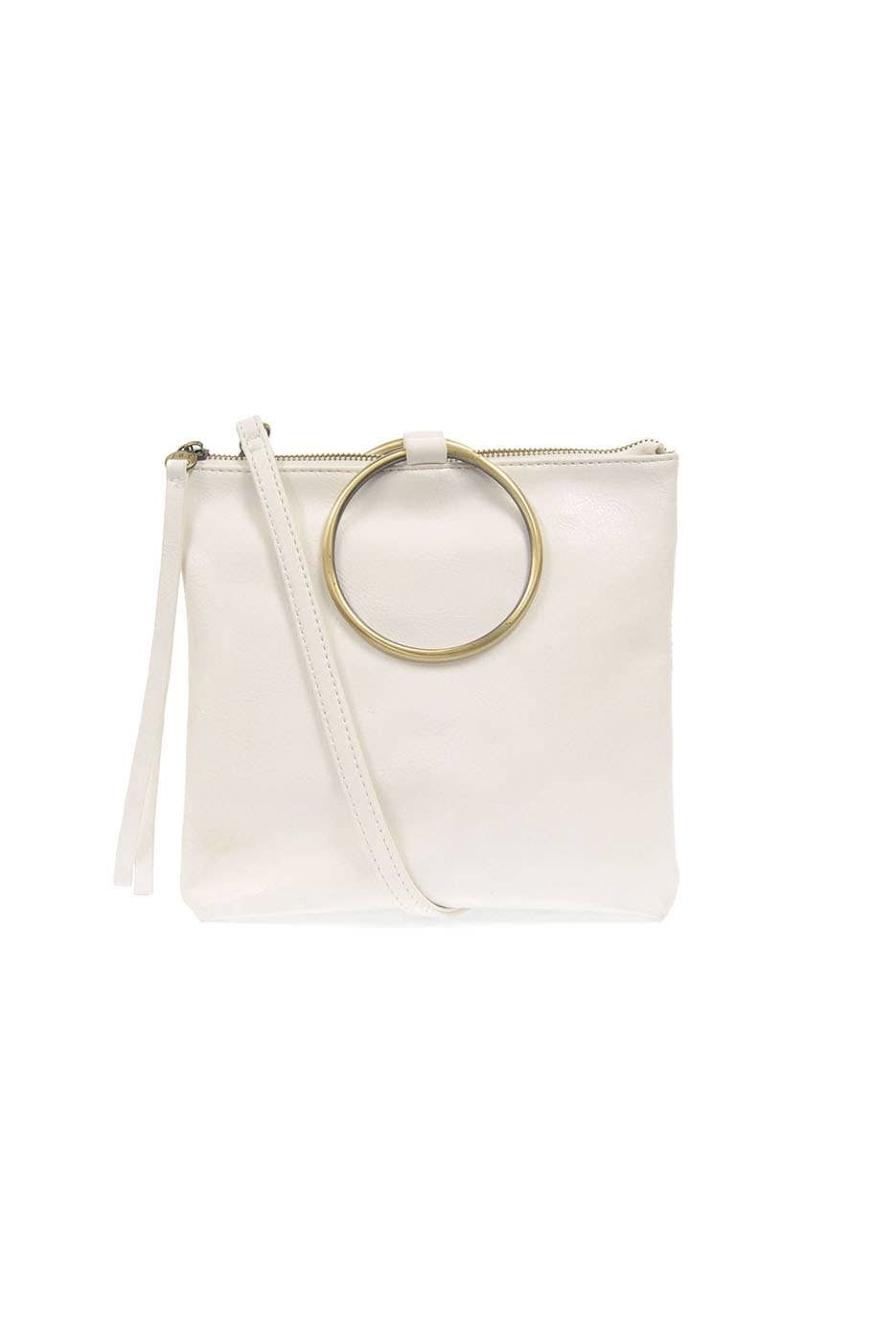 Amelia Ring Tote Bag Silver Handle, Color: L8108-01 White