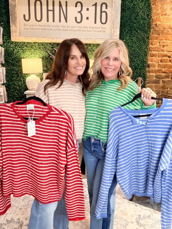 Button Down Stripe Sweater