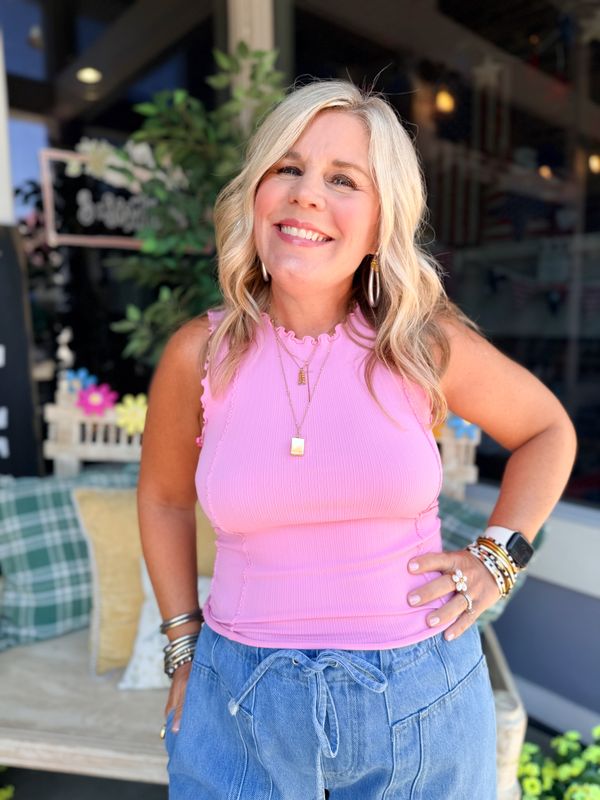 Lettuce Hem Casual Fitted Knit Top