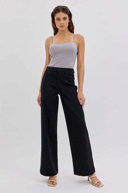 High Rise Pull On Wide Leg