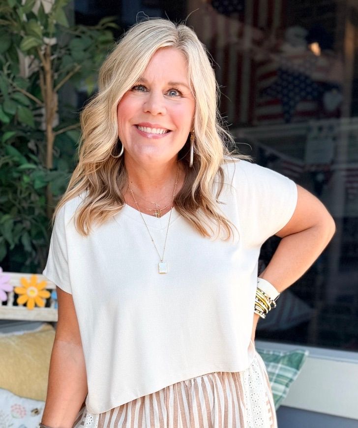Soft V-Neck Drop Shoulder Top