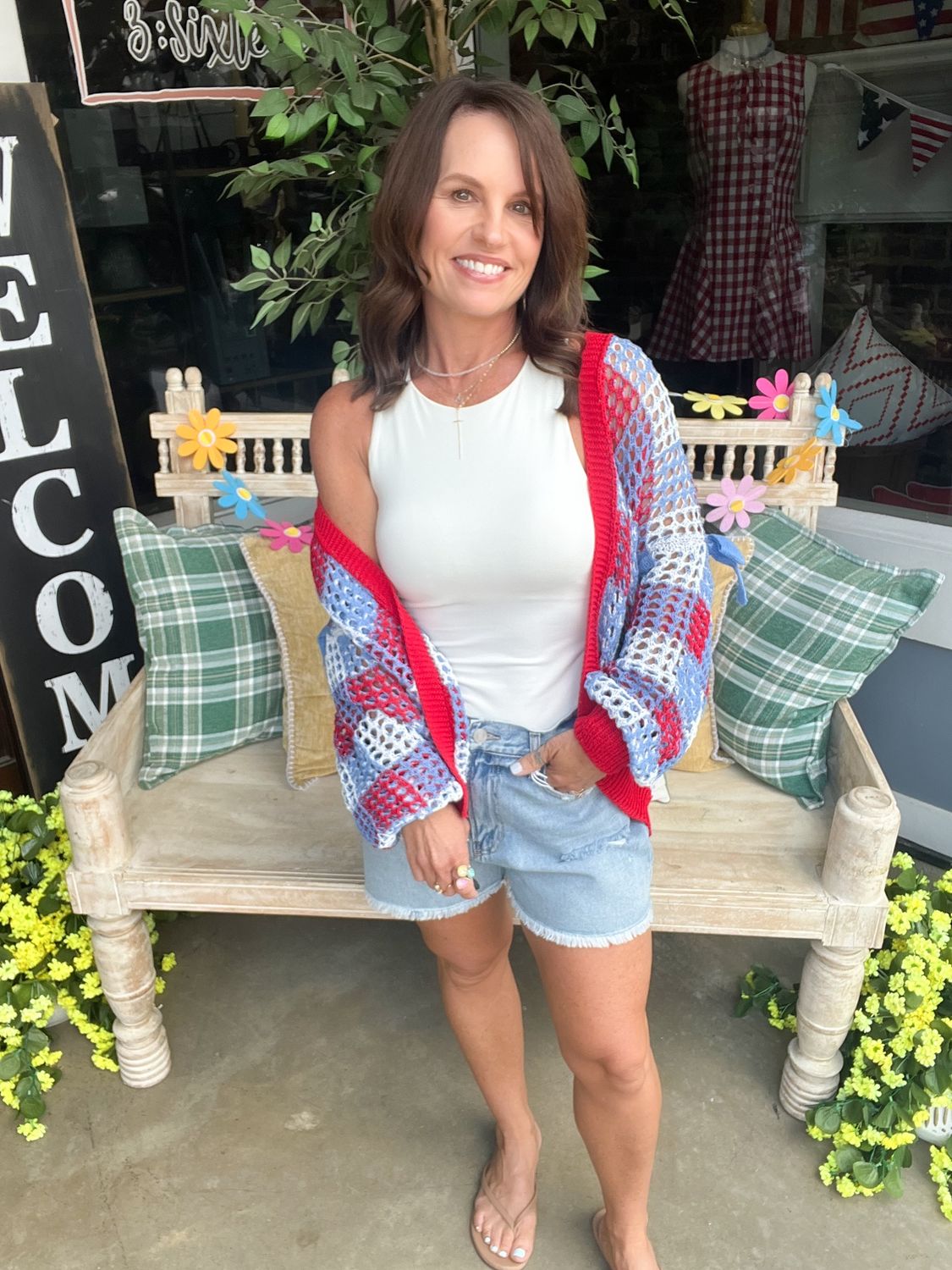 Checker Board Bow Cardigan