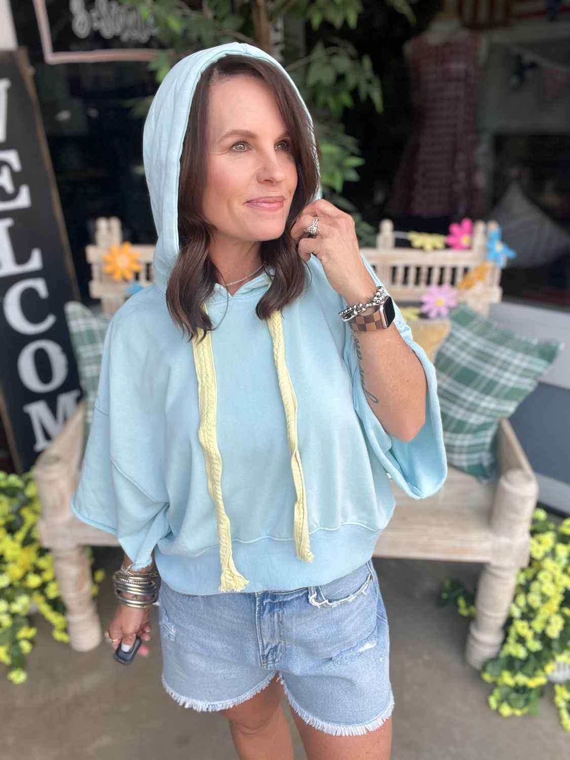 Terry Washed Short Sleeve Hoodie