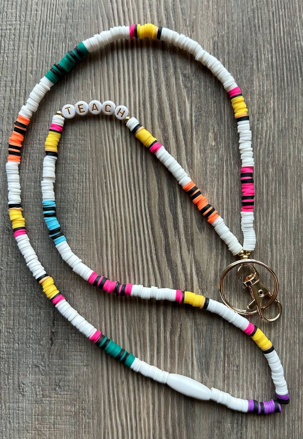 Pencil Crayon Teach Clay Beaded Breakaway Lanyard