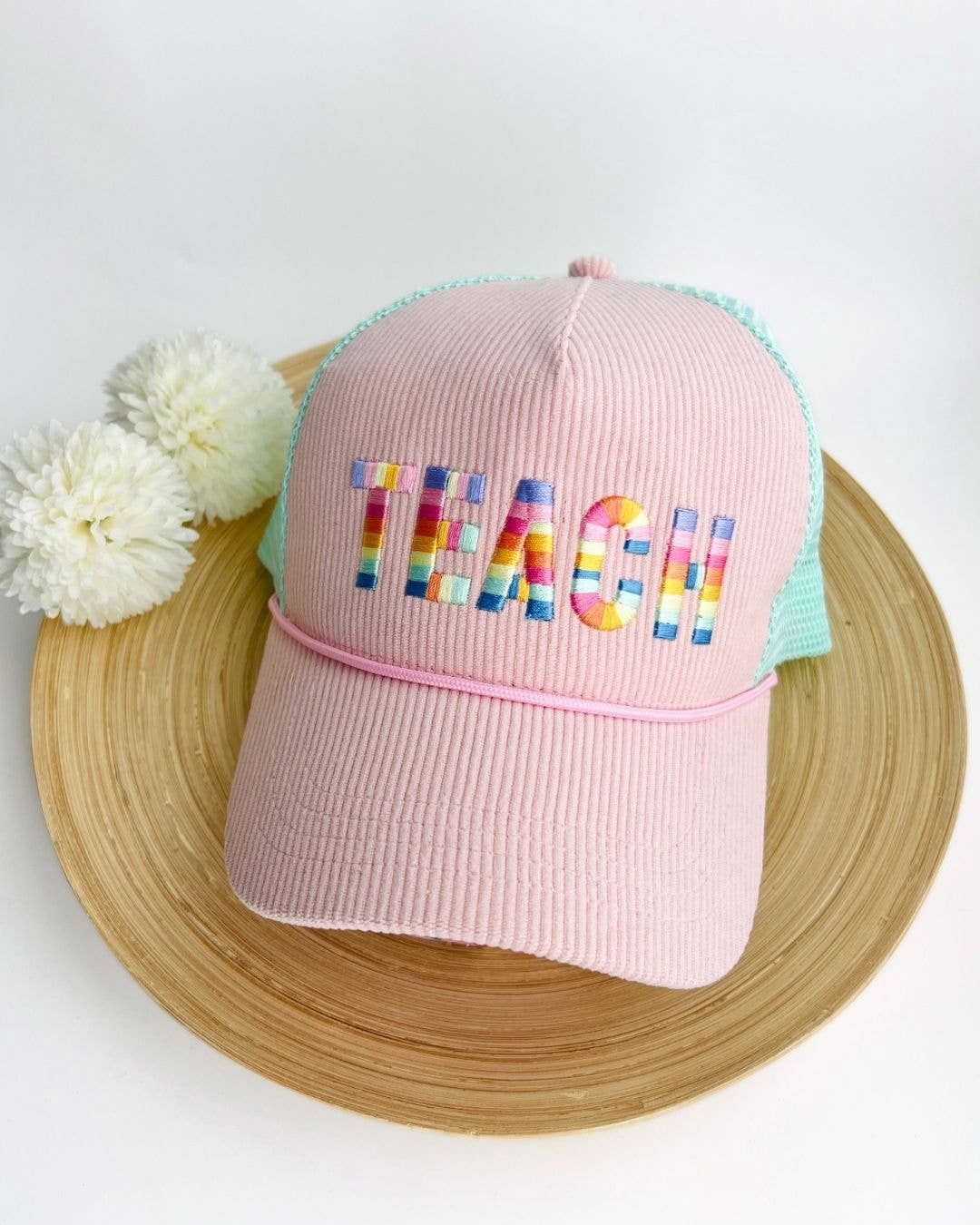 Corduroy Embroidered TEACH Hat | Teacher Trucker Hat
