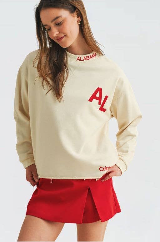 TIDE PRINT PULLOVER SWEATER, Color: Cream, Size: M