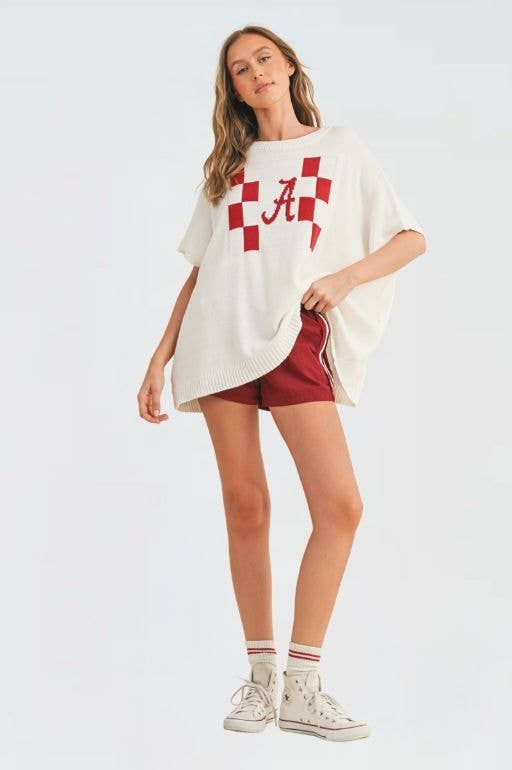 "A" SWEATER TOP, Color: Maroon, Size: S