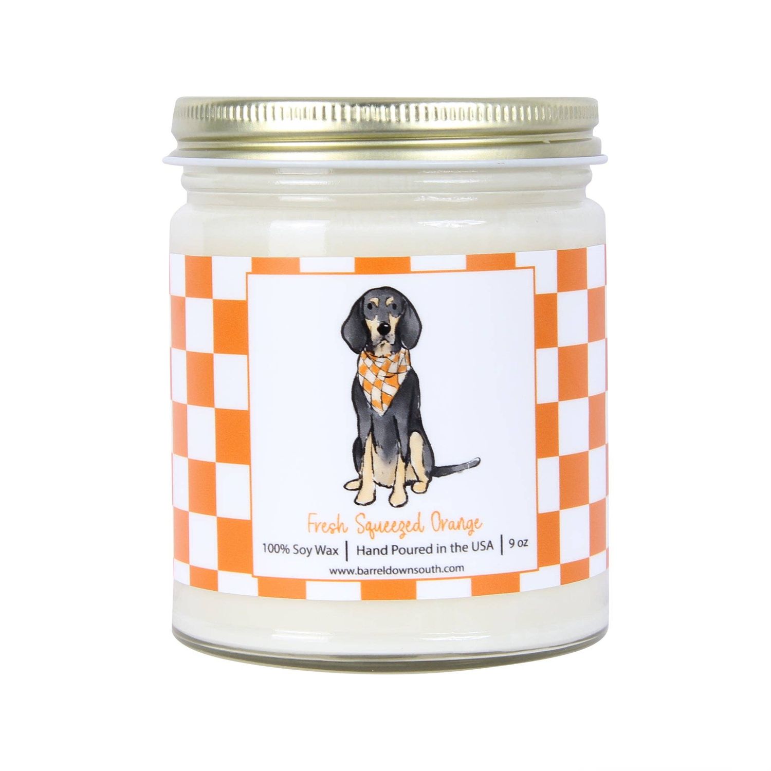 Bluetick Coonhound Checkerboard Candle