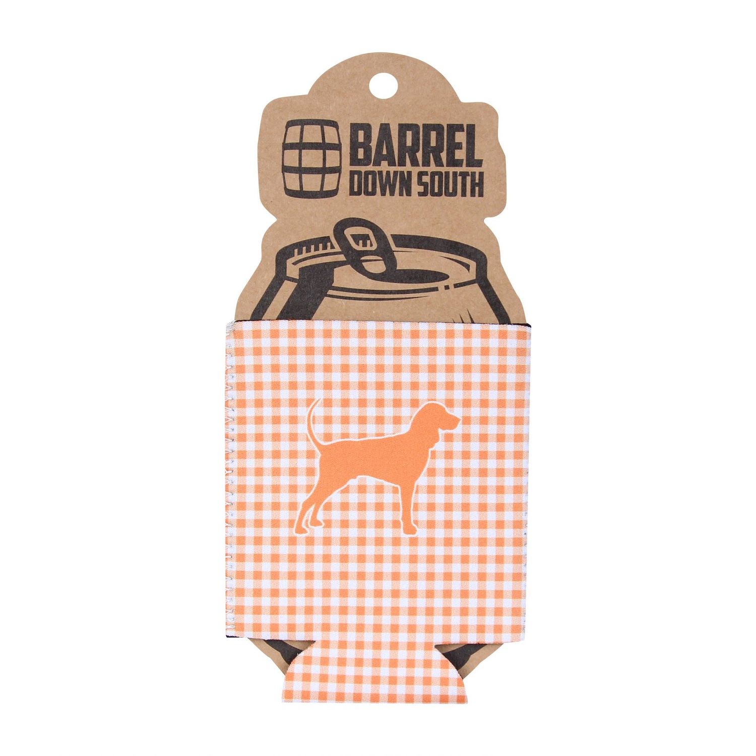 Gingham Bluetick Coonhound Can Cooler