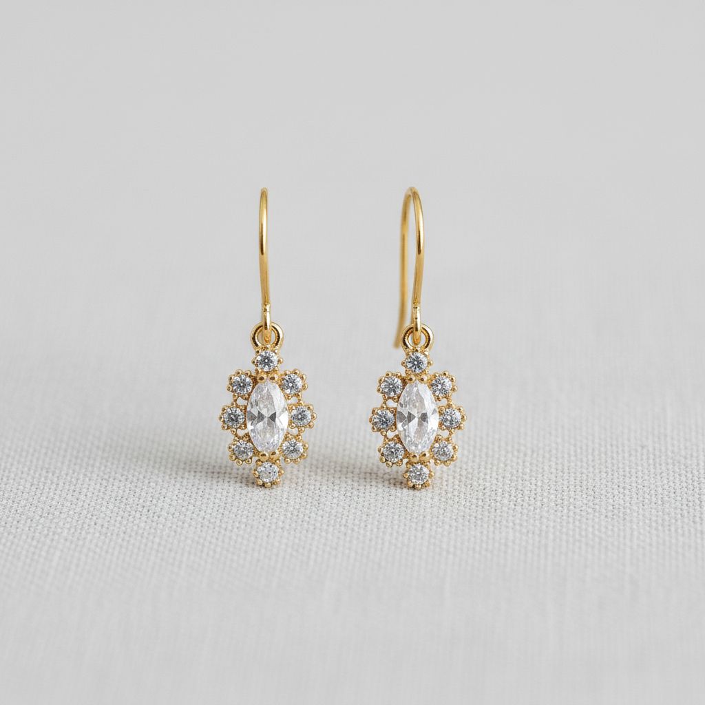 Vintage Inspired Pave Snowflake Stud Earrings