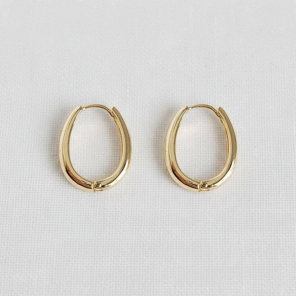 Minimalist Gold Plated Oval Hoop Earrings