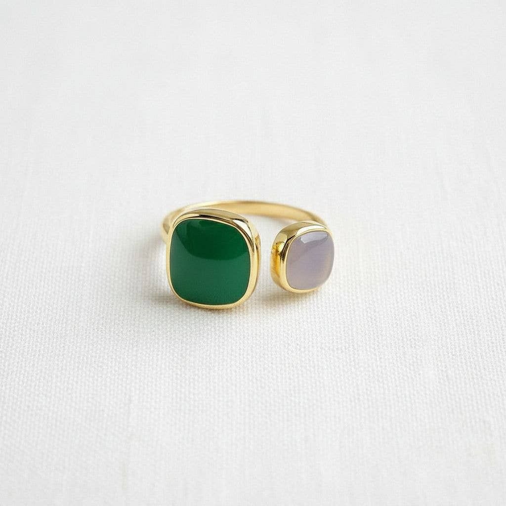 Geometric Adjustable Ring with Drip Oil Accent