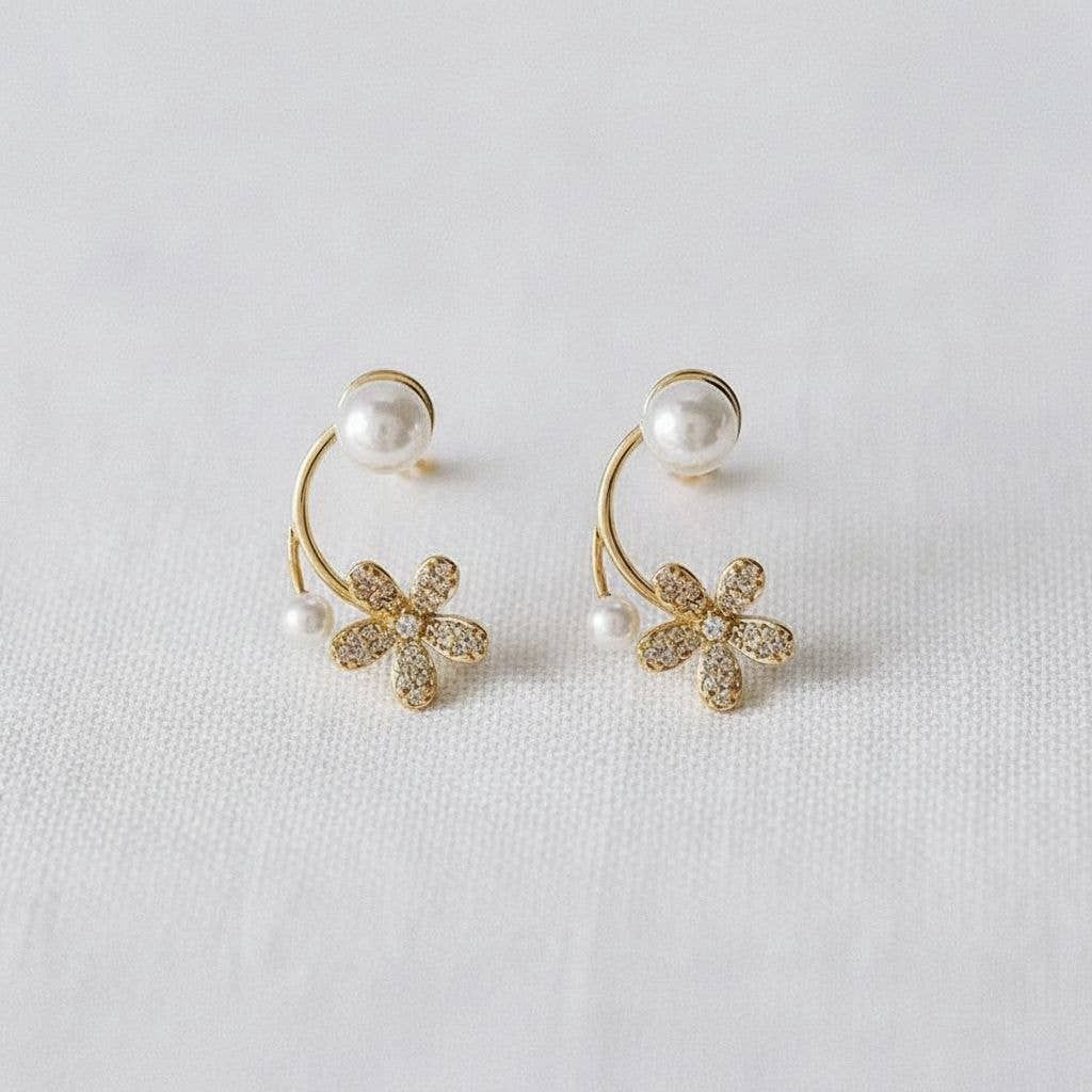 Floral-Inspired Zirconia Drop Earrings