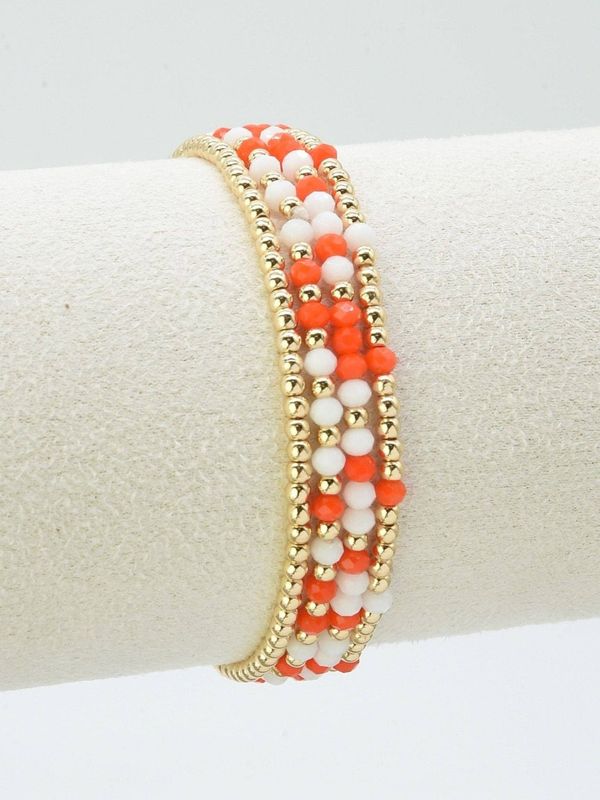 4 Piece CCB Glass Bead Stretch Bracelet Set