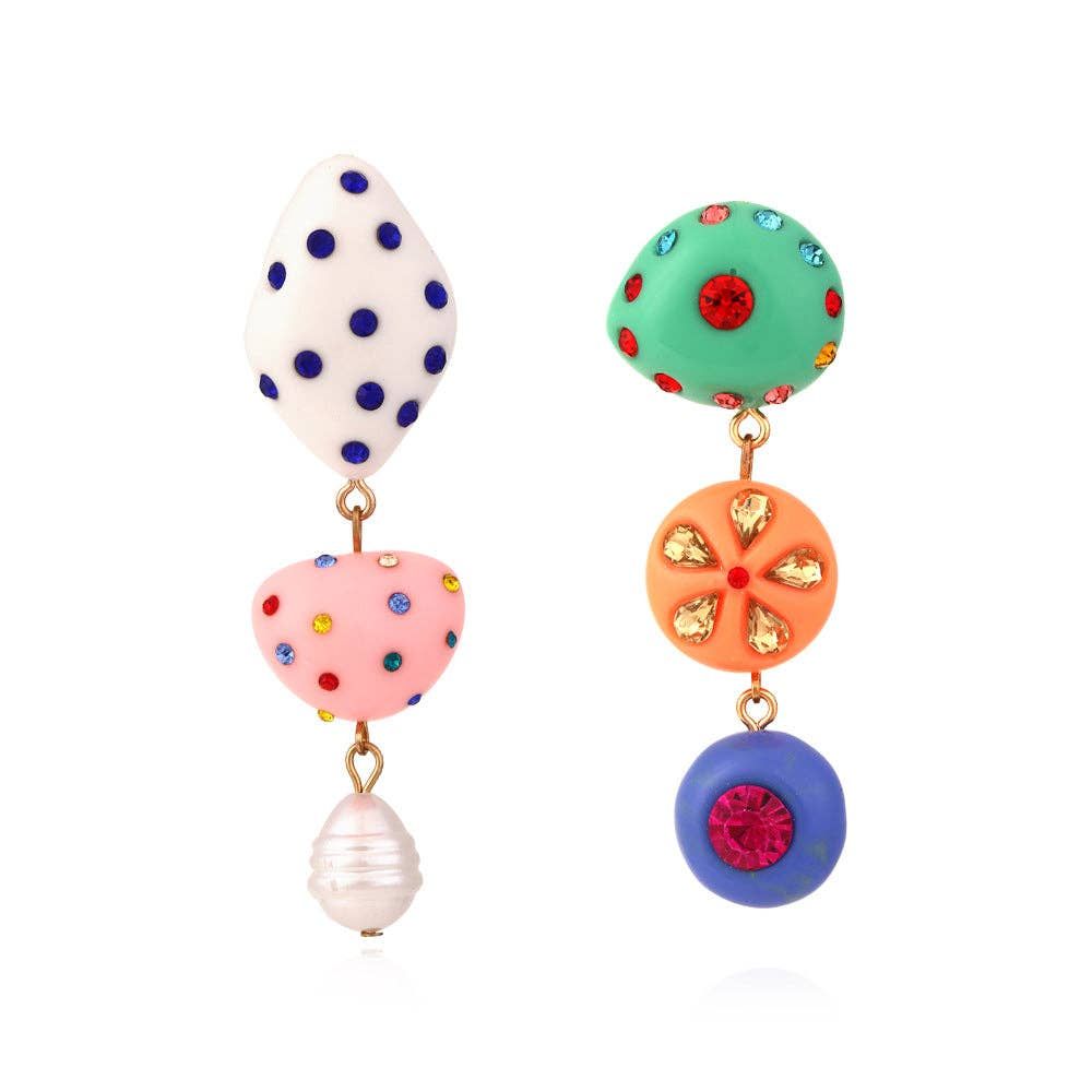 Candy Resin Rhinestone Drop Earrings, Color: suit color