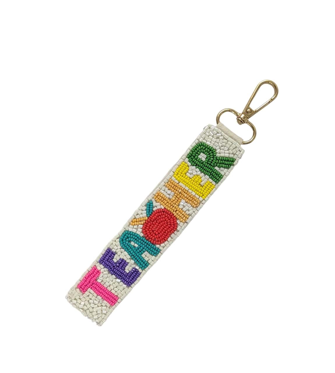 Ladies Teacher Beaded Wristlet Strap Key Chain