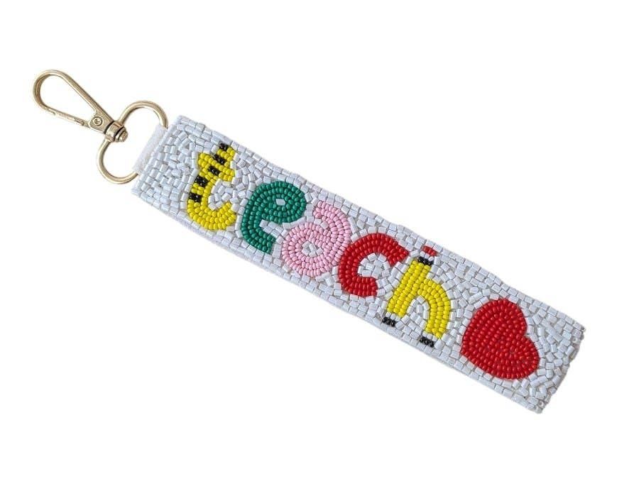 Ladies Teach Themed Beaded Wristlet Strap KeyChain
