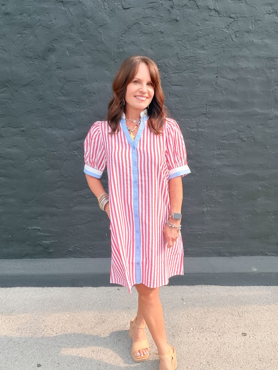 Red Button Down Dress