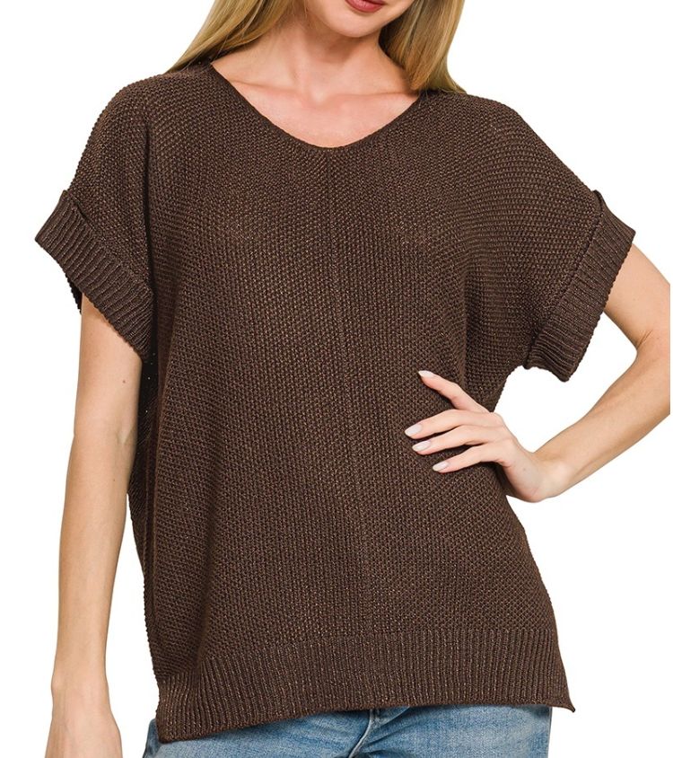 Plus Center Seam Sweater, Color: Chocolate, Size: 1X