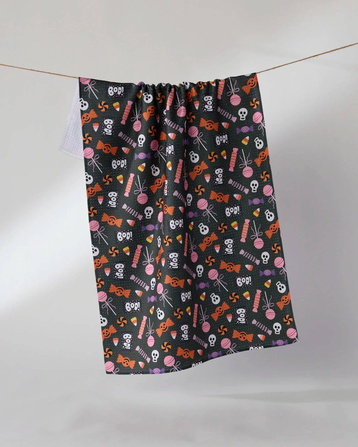 Spooky Sweets Tea Towel, Color: Black